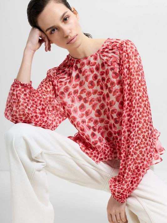 French Connection Poppy Semi Sheer Top