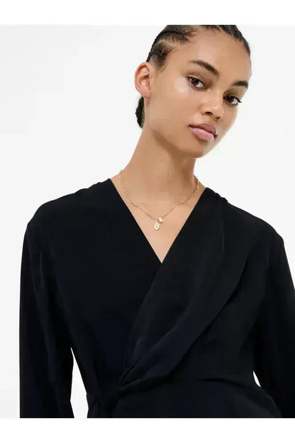 French Connection Black Crepe Peplum Top