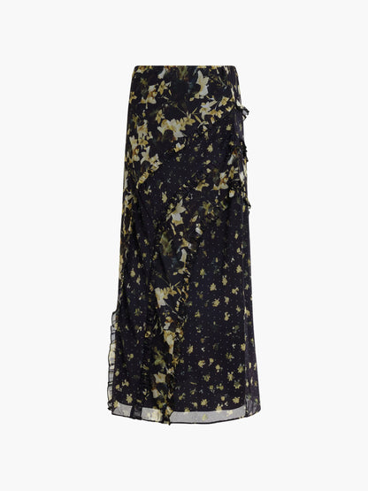 French Connection Serena Ruffle Skirt Black Multi