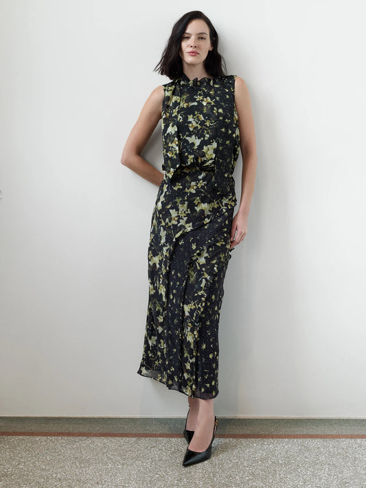French Connection Serena Ruffle Skirt Black Multi