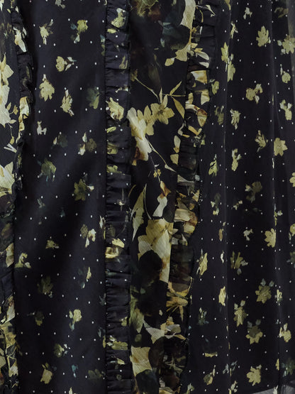 French Connection Serena Ruffle Skirt Black Multi