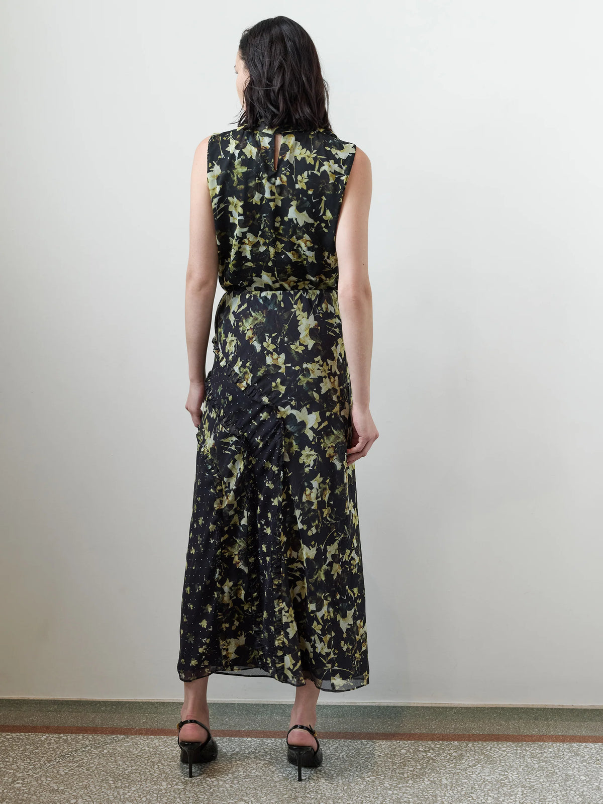 French Connection Serena Ruffle Skirt Black Multi