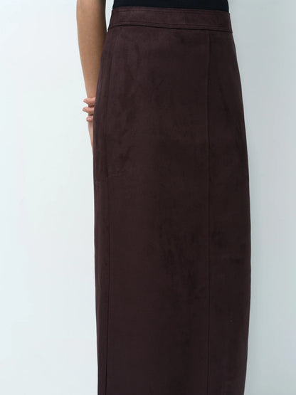 French Connection Laney Faux Suede Skirt Mocha Brown
