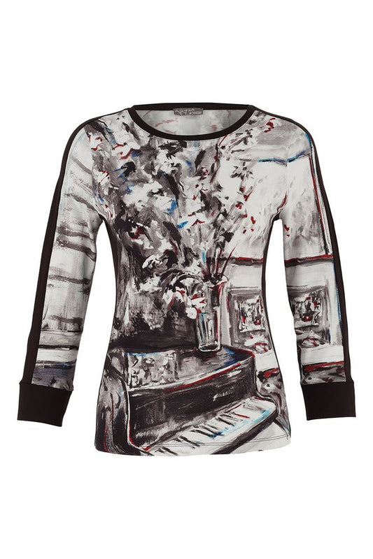 Dolcezza Black Piano Print Pullover