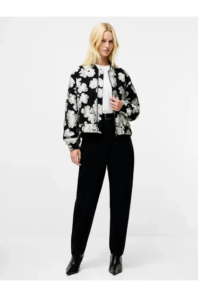 French Connection Cream/Black Lora Jacquard Bomber