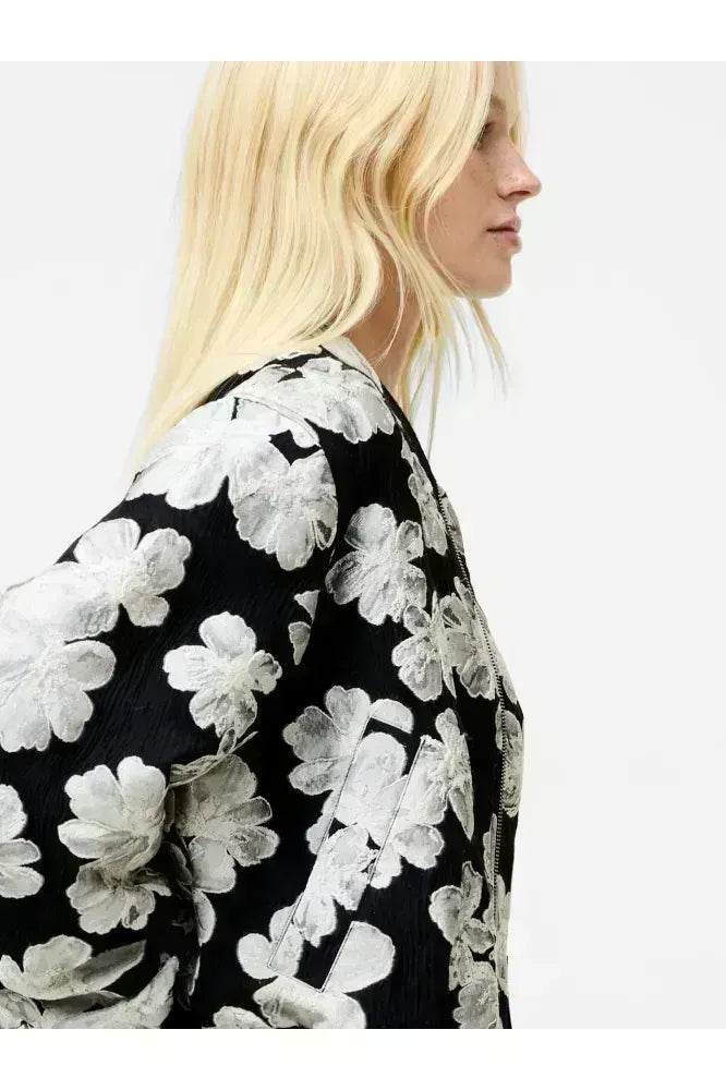 French Connection Cream/Black Lora Jacquard Bomber