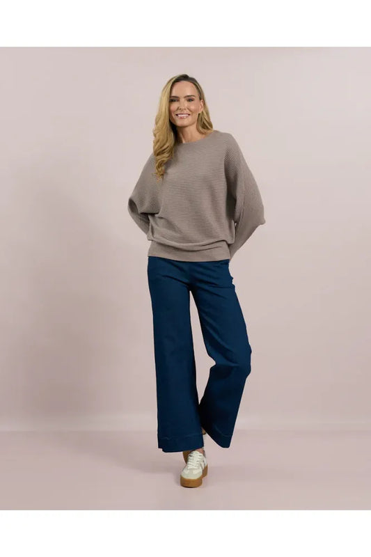 D.E.C.K Taupe Ribbed Batwing Knit