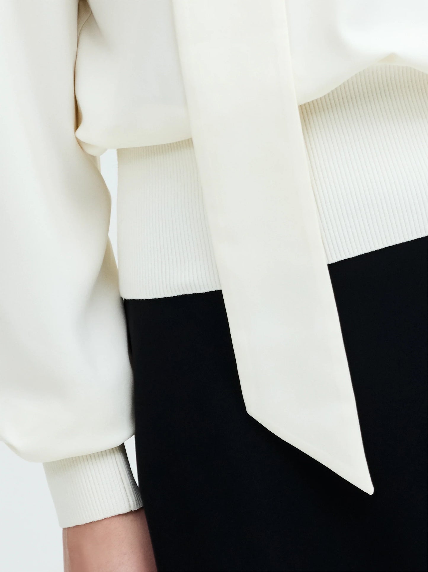 French Connection Krista Neck Scarf Detail Top Porcelain Cream