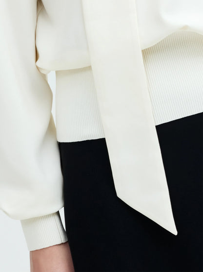French Connection Krista Neck Scarf Detail Top Porcelain Cream