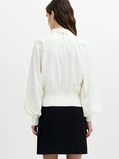 French Connection Krista Neck Scarf Detail Top Porcelain Cream