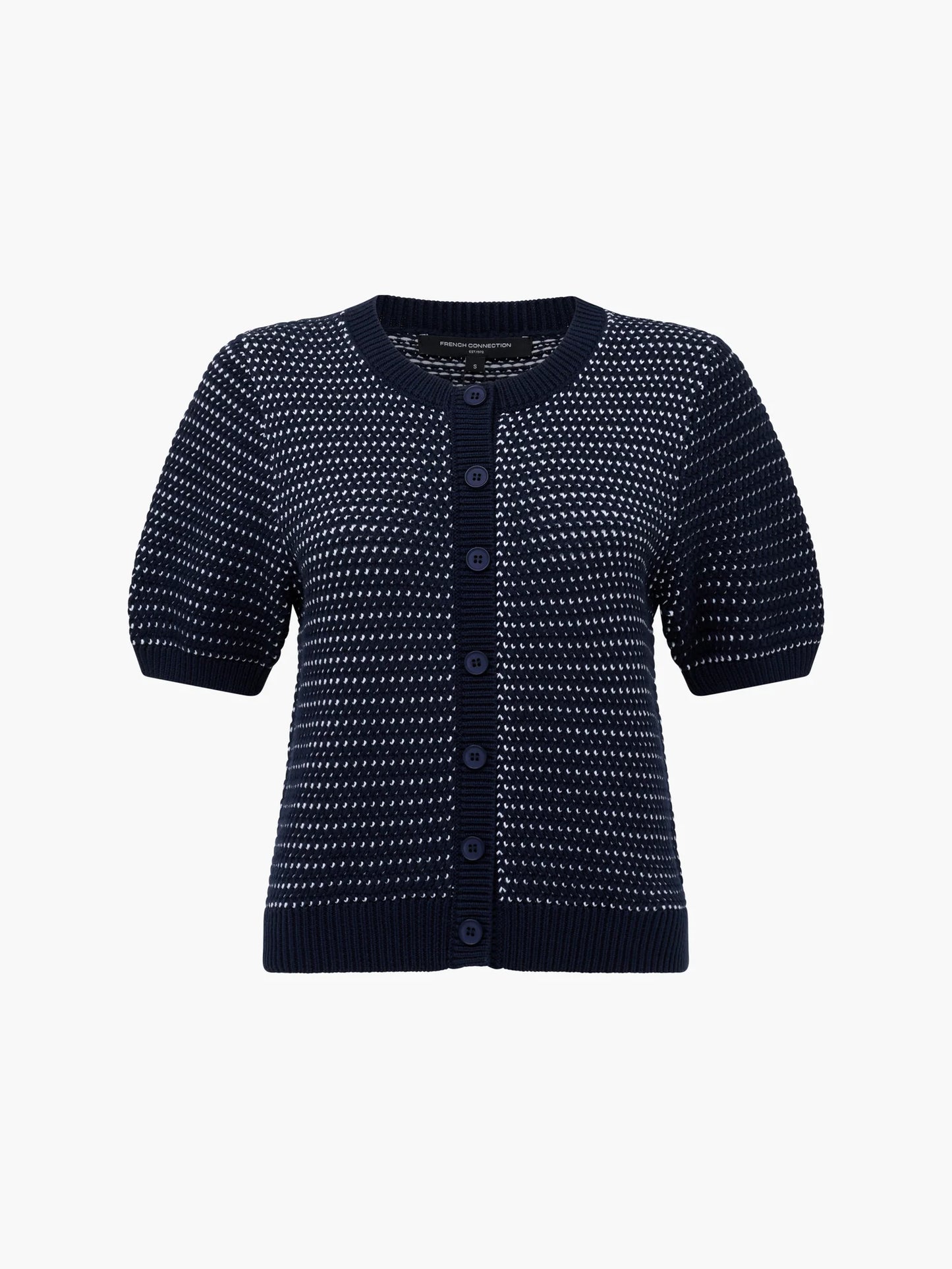 French Connection Haddie Faux Button Top Navy/White