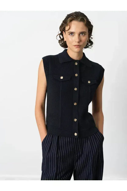 French Connection Indigo Collared Gilet