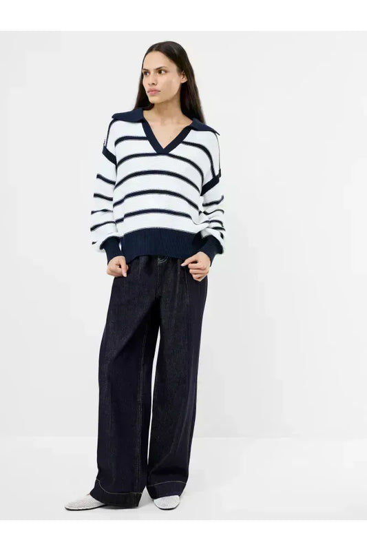 French Connection Lily Mozart Navy Striped Jumper