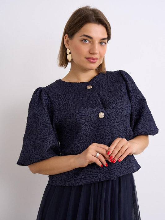 Kayla Navy Rose Blouse