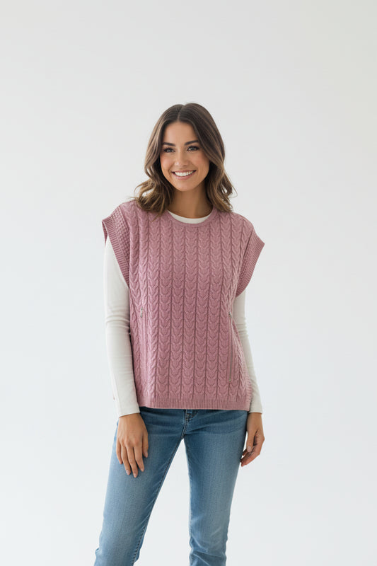 No2Moro Misbound Cable Sleevless Sweater Candy