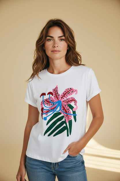 Amelia White Flower T-Shirt
