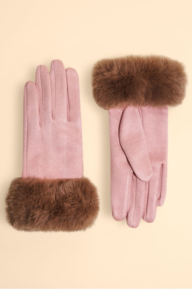 AW24 Powder Bettina Faux Fur/Suede Gloves