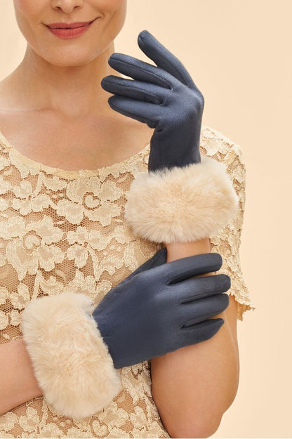 AW24 Powder Bettina Faux Fur/Suede Gloves