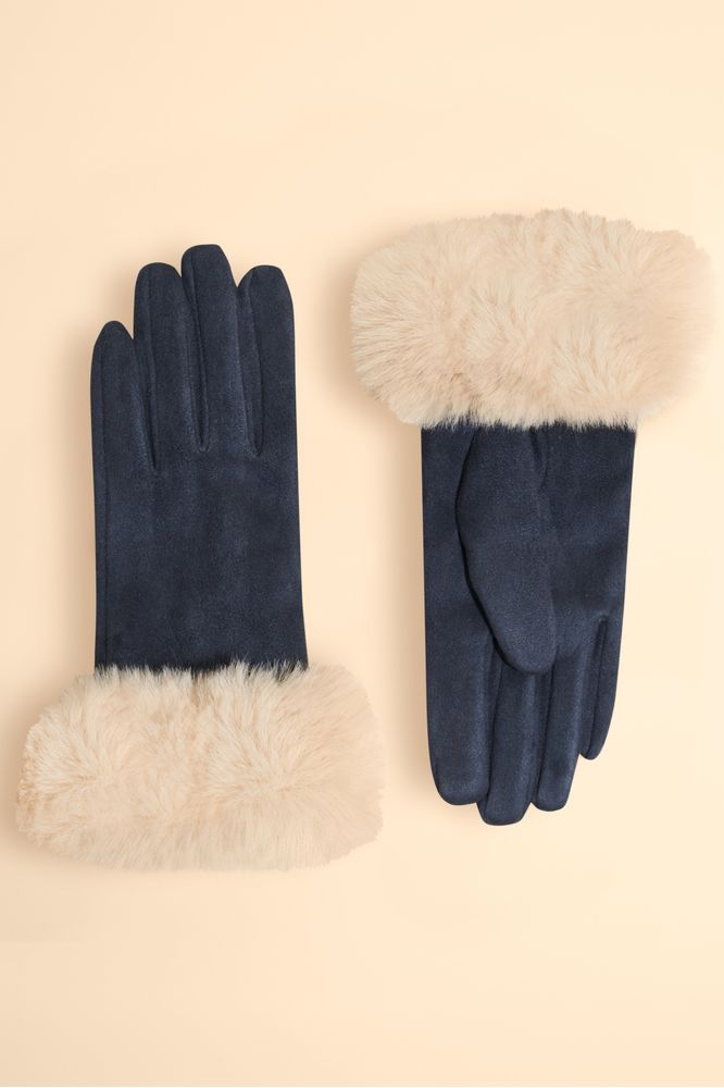 AW24 Powder Bettina Faux Fur/Suede Gloves