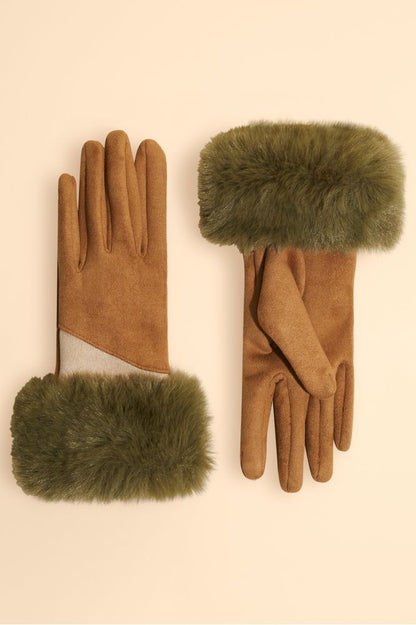 AW24 Powder Bettina Faux Fur/Suede Gloves