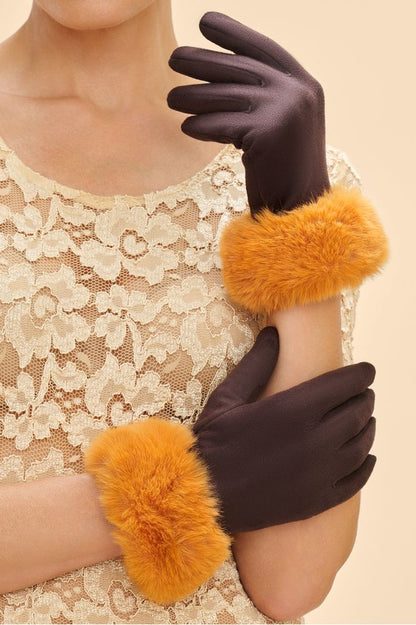 AW24 Powder Bettina Faux Fur/Suede Gloves