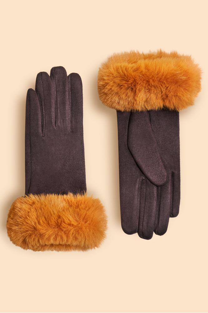 AW24 Powder Bettina Faux Fur/Suede Gloves