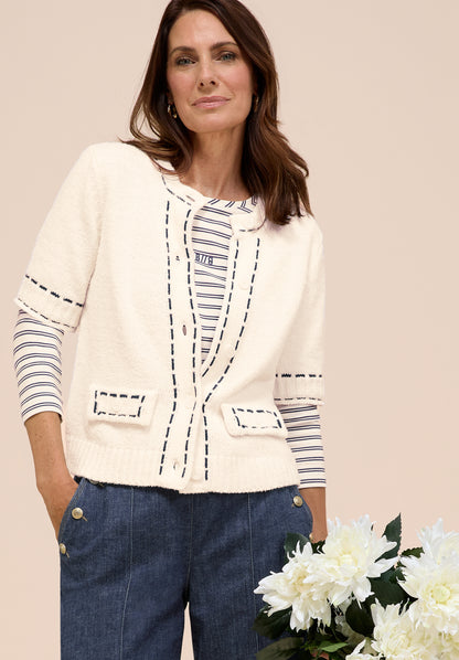 Bianca Rene Stitch Cardigan Off White