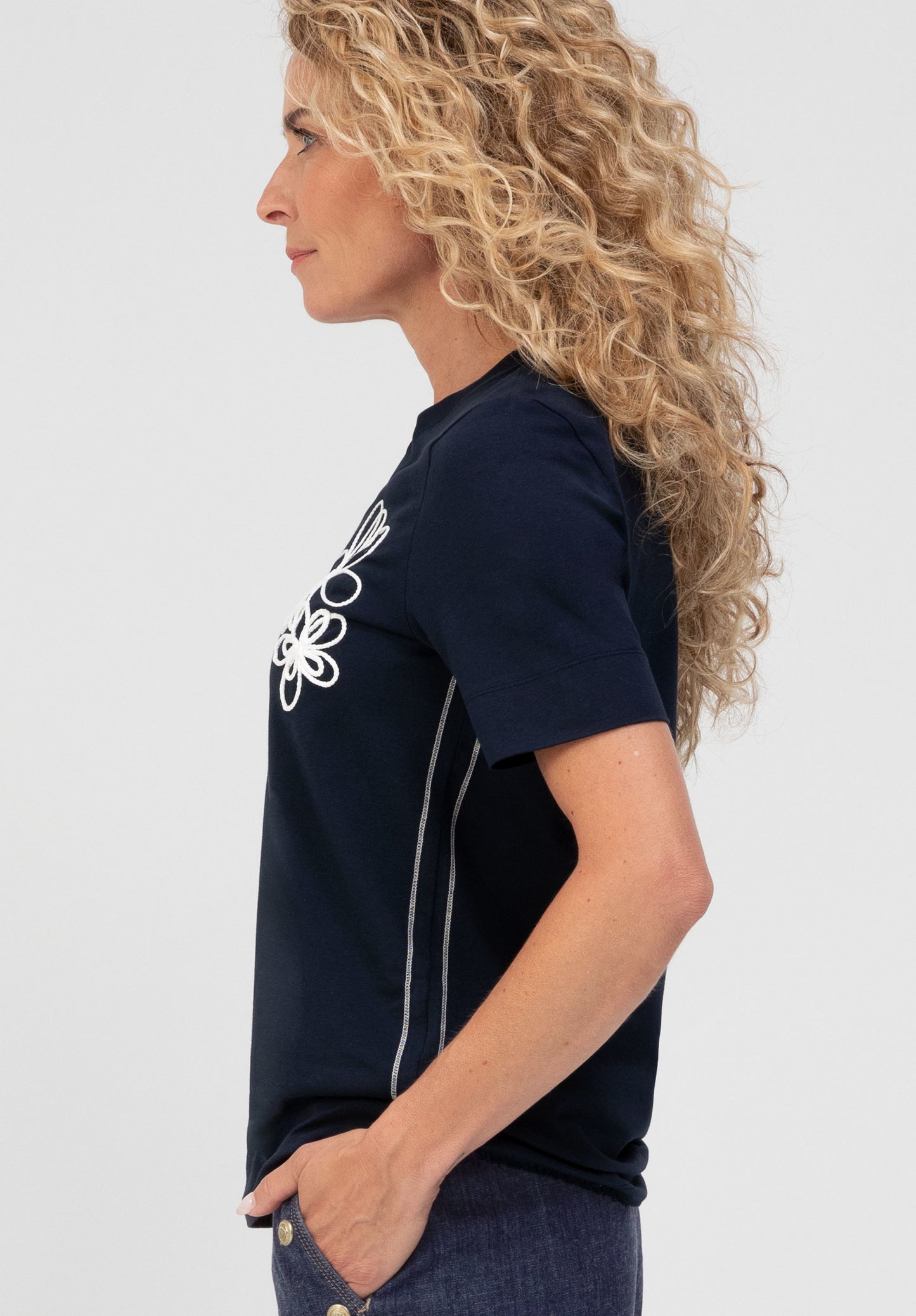 Bianca Dinia Flower T-Shirt Navy