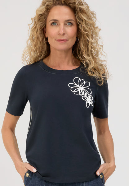 Bianca Dinia Flower T-Shirt Navy
