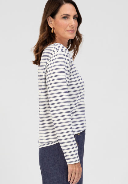 Bianca Dami Stripe Top Navy/White