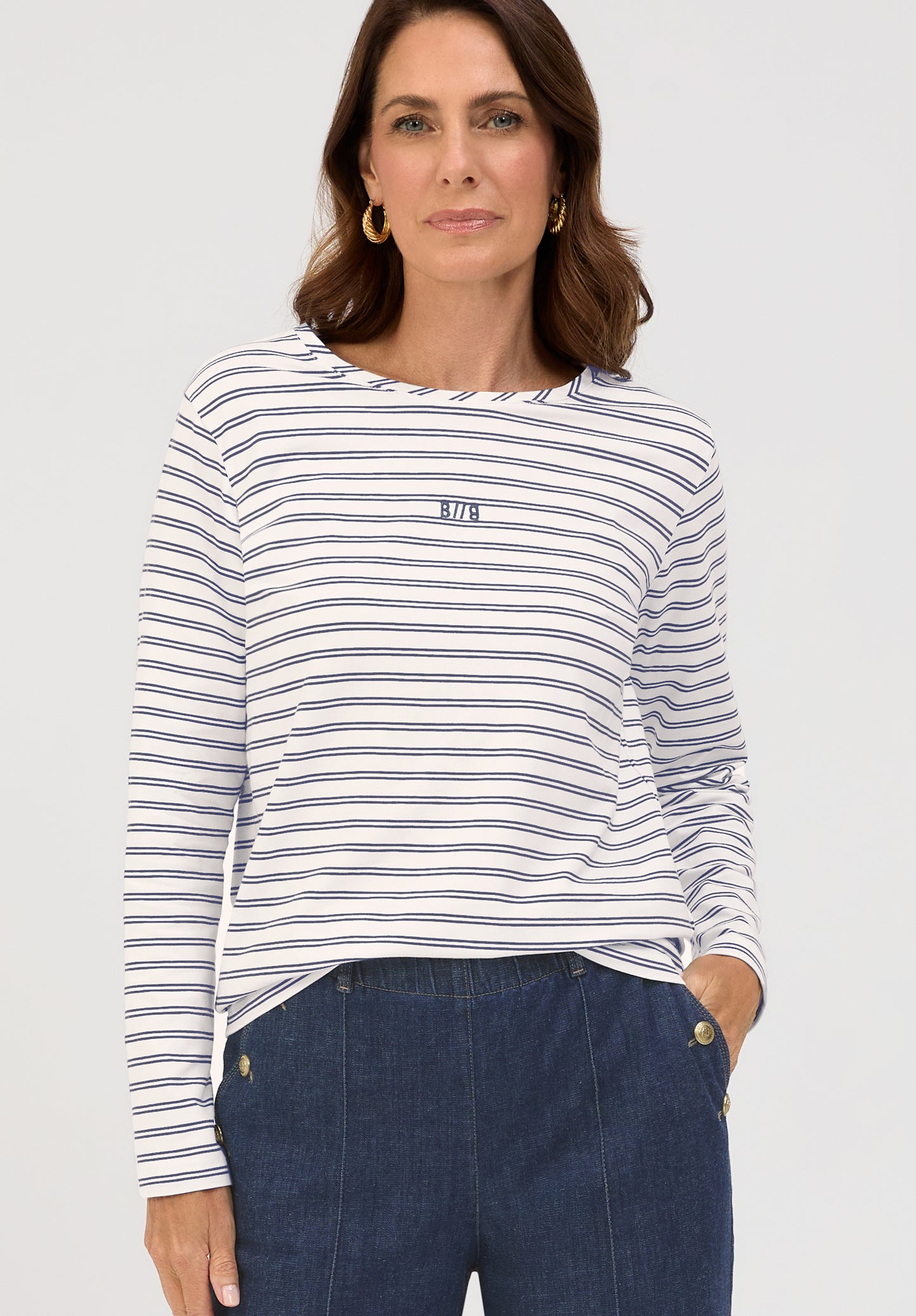 Bianca Dami Stripe Top Navy/White