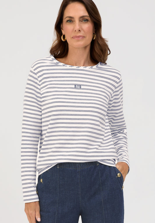 Bianca Dami Stripe Top Navy/White