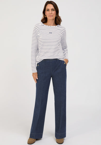 Bianca Dami Stripe Top Navy/White