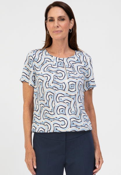 Bianca Darin Blouse Blue Mix