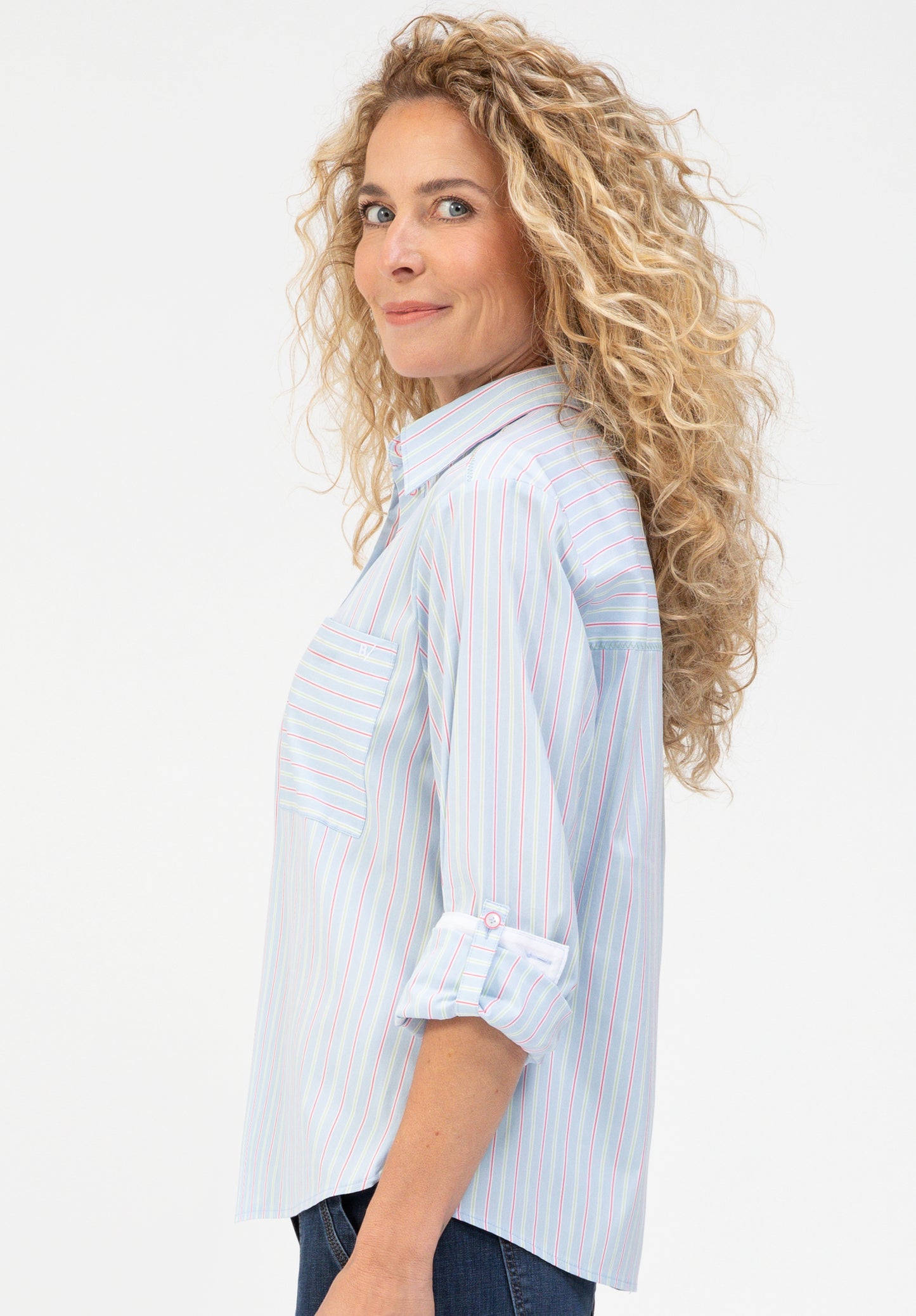 Bianca Anina Stripe Blouse - Blue Vision