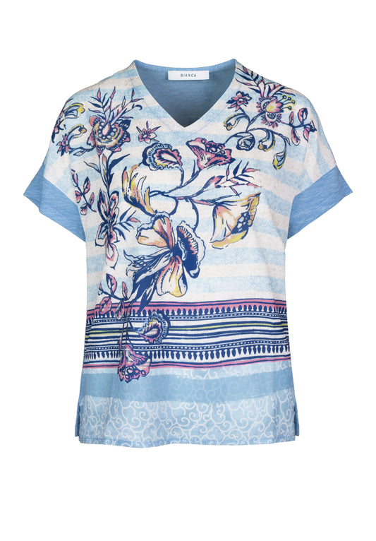 Bianca Julie V-Neck T-shirt - Blue Vision