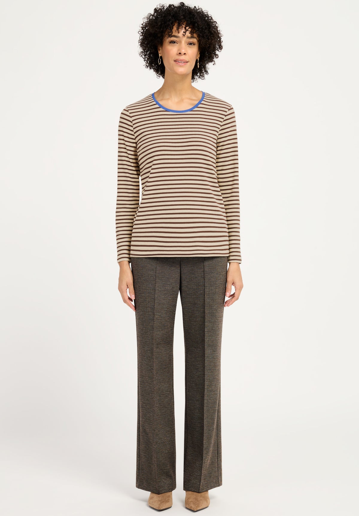 Bianca Dami Stripe Top Brown Mix