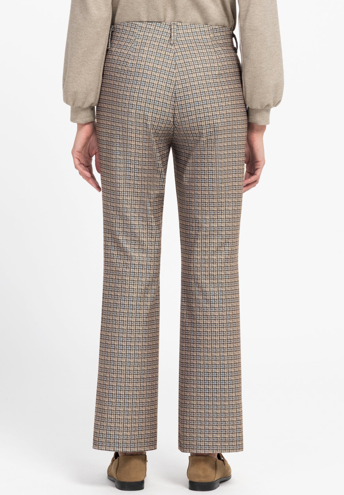 Bianca Siena Checked Pull-on Trousers Grey Mix