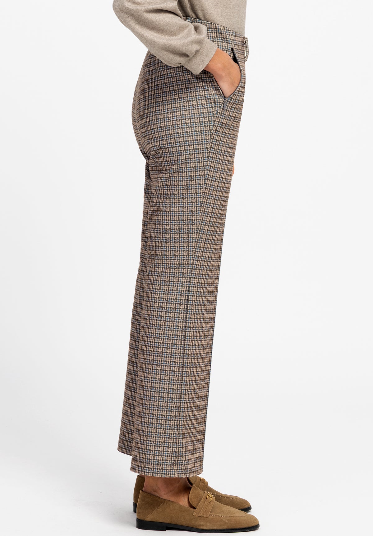 Bianca Siena Checked Pull-on Trousers Grey Mix