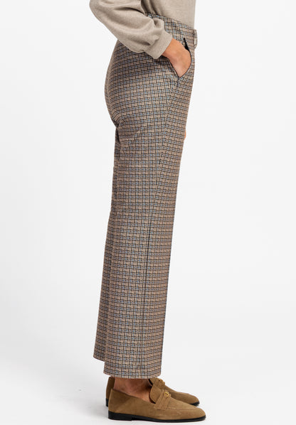 Bianca Siena Checked Pull-on Trousers Grey Mix