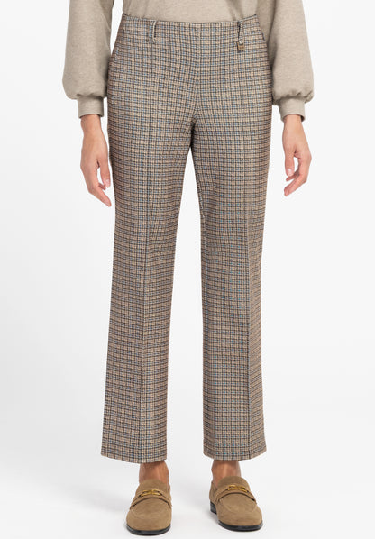 Bianca Siena Checked Pull-on Trousers Grey Mix