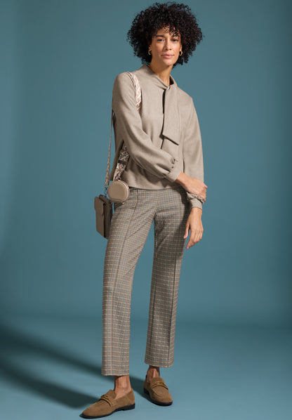 Bianca Siena Checked Pull-on Trousers Grey Mix