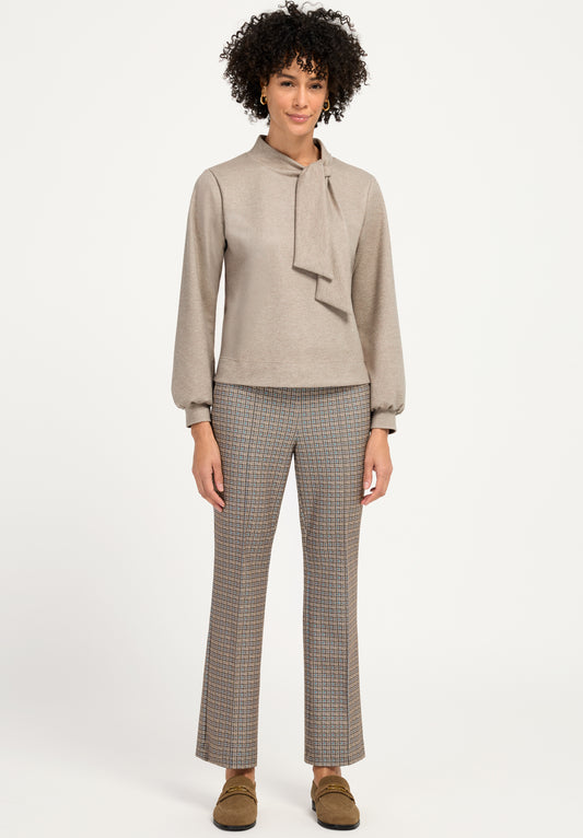 Bianca Siena Checked Pull-on Trousers Grey Mix