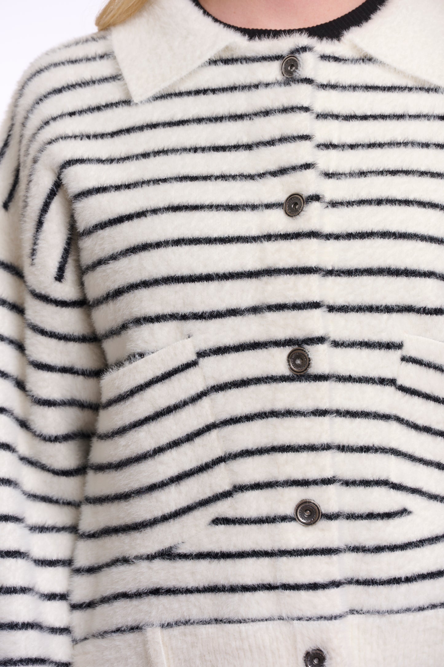 Rino & Pelle Bubbly Boxy Jacket Black White Striped