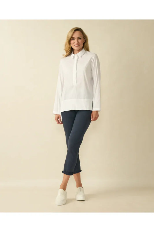 D.E.C.K Dropped Hemline White Shirt