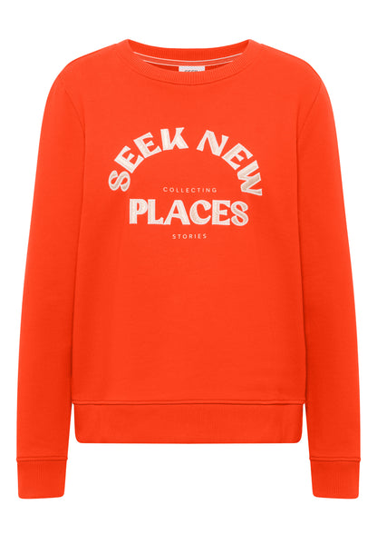 CECIL Sweatshirt Emb. - Cherry Tomato