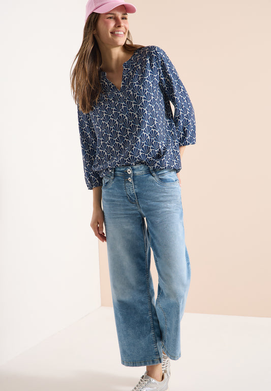 Cecil Lurex Print Blouse - Universal Blue