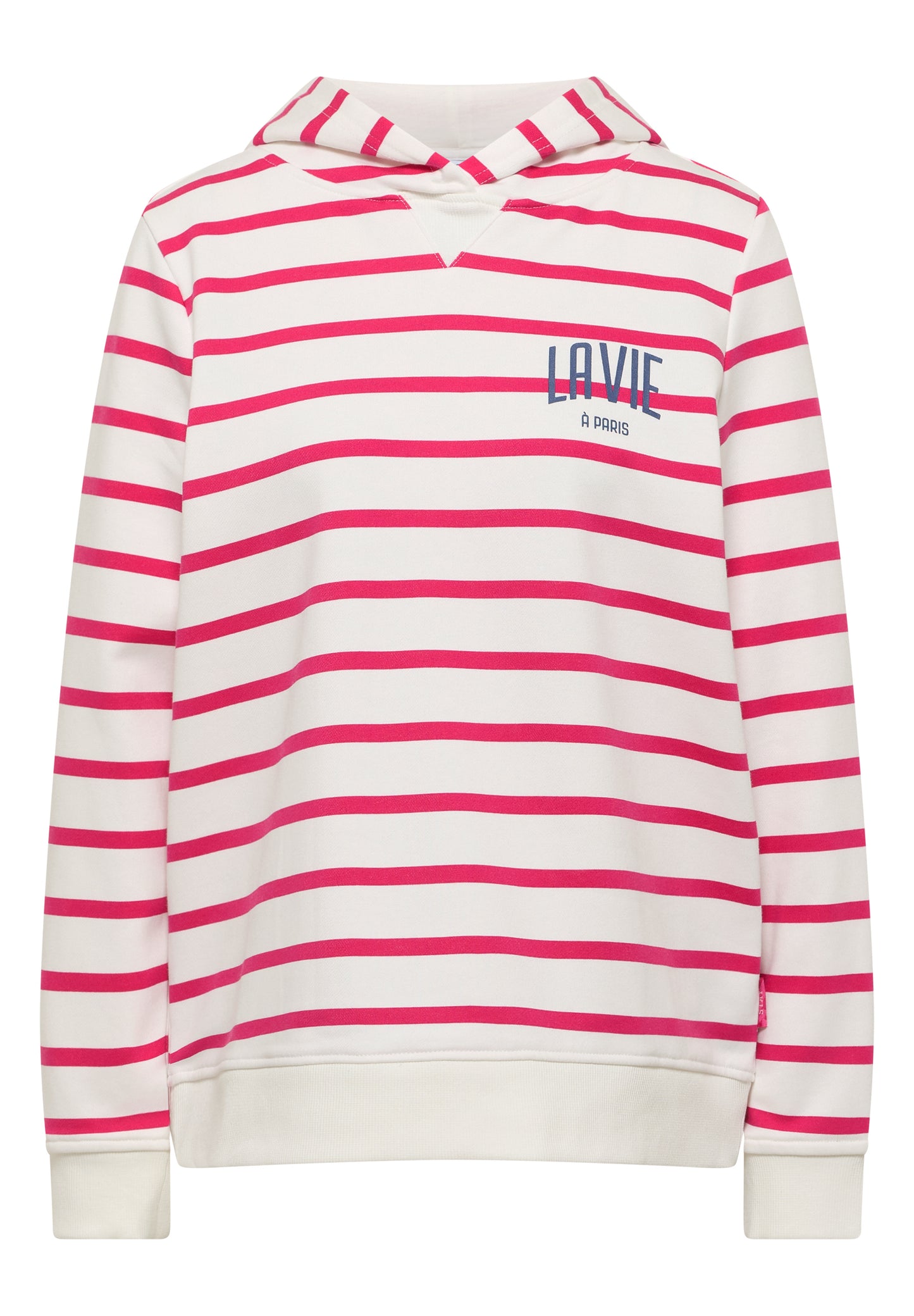 CECIL Striped Hoody Contrast Logo - Beetroot Pink