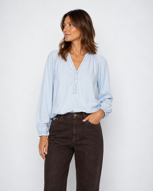 Mos Mosh Tazzin Twill Blouse Skyway