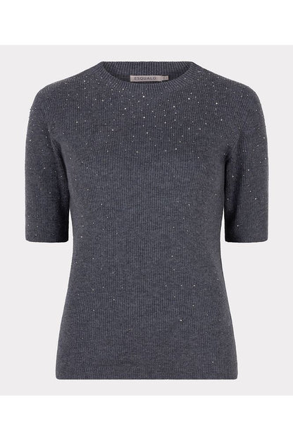 Esqualo Dark Grey Ribbed Top with Studs